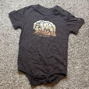 Carhartt Dark Brown Baby Onesie with Animal Graphic